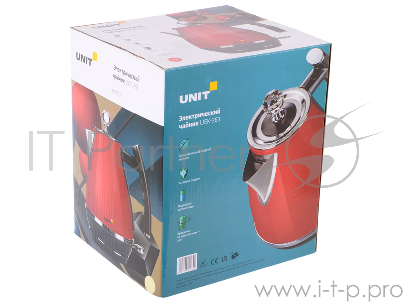 Чайник электрический UNIT UEK-263, сталь, цветная эмаль, цвет - Бежевый, 1.7л., 2000Вт.