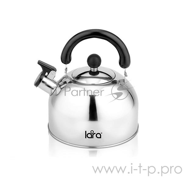 Чайник металлический LARA LR00-40 (зеркальный) 2.5л, индукционное дно, толщина стенок 0.35мм, свисток