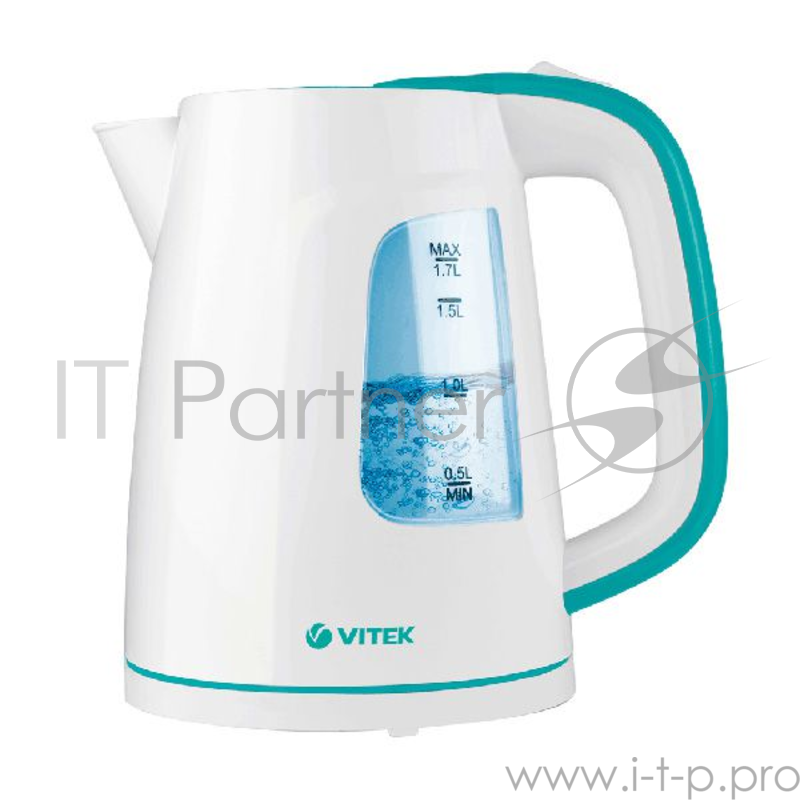 Чайник электрический Vitek VT-7022 1.7л. 2200Вт белый/бирюзовый (корпус: пластик)