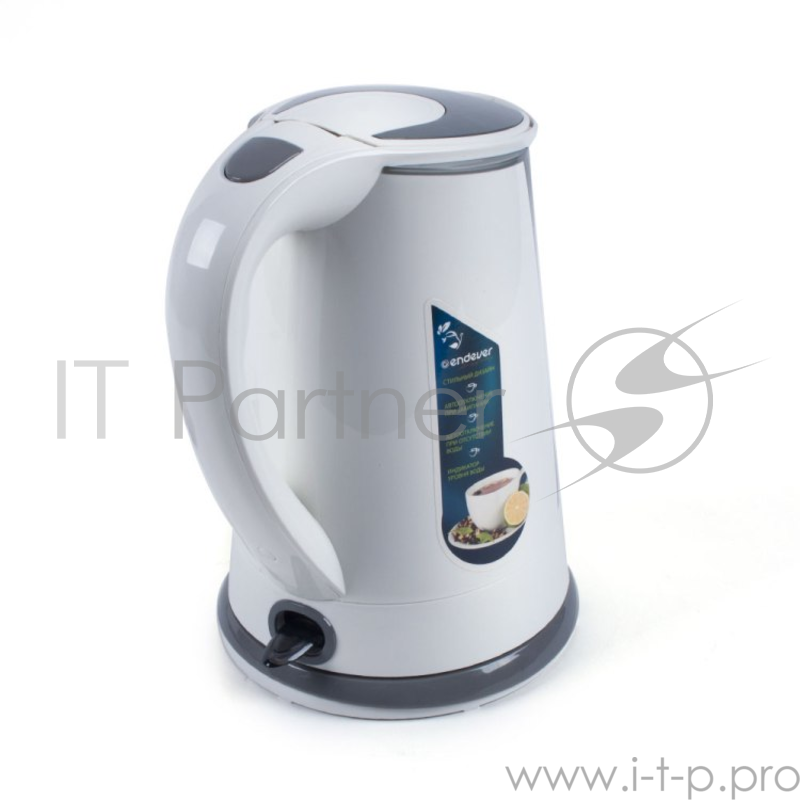 Чайник электрический Endever Skyline KR-314, 1,7л, 2200Вт, корпус пластик, автоотключение, бело-серый