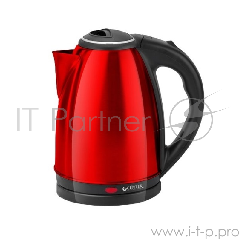 Чайник Centek CT-1068 RED (красный) металл 2л, 2000W, хромированная вставка на крышке