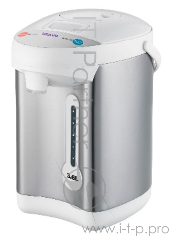 Чайник BRAVO TL-36S(Объем 3,6л, мощность 750Вт, поворот на 360 градусов, внутреняя емкость из нерж. Стали, функция повторного кипячения, 3 способа подачи воды, внешний корпус нерж сталь)
