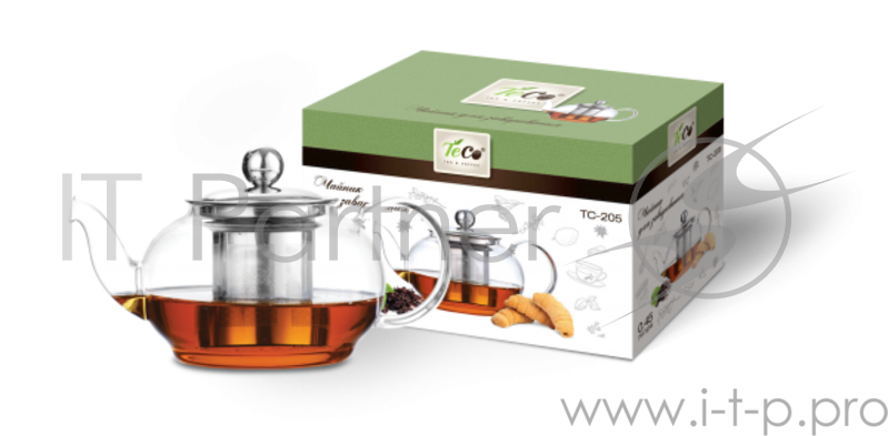 Чайник для заваривания TECO TC-205 450 мл из стекла с ситом и крышкой из нержавеющей стали