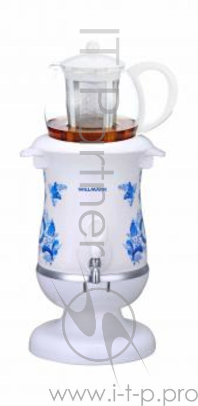 Самовар электрический WILLMARK ES-25PW (пласт.корп./бак, объем самов./зав. чайн.: 2,5л/1,2л, 2200Вт)
