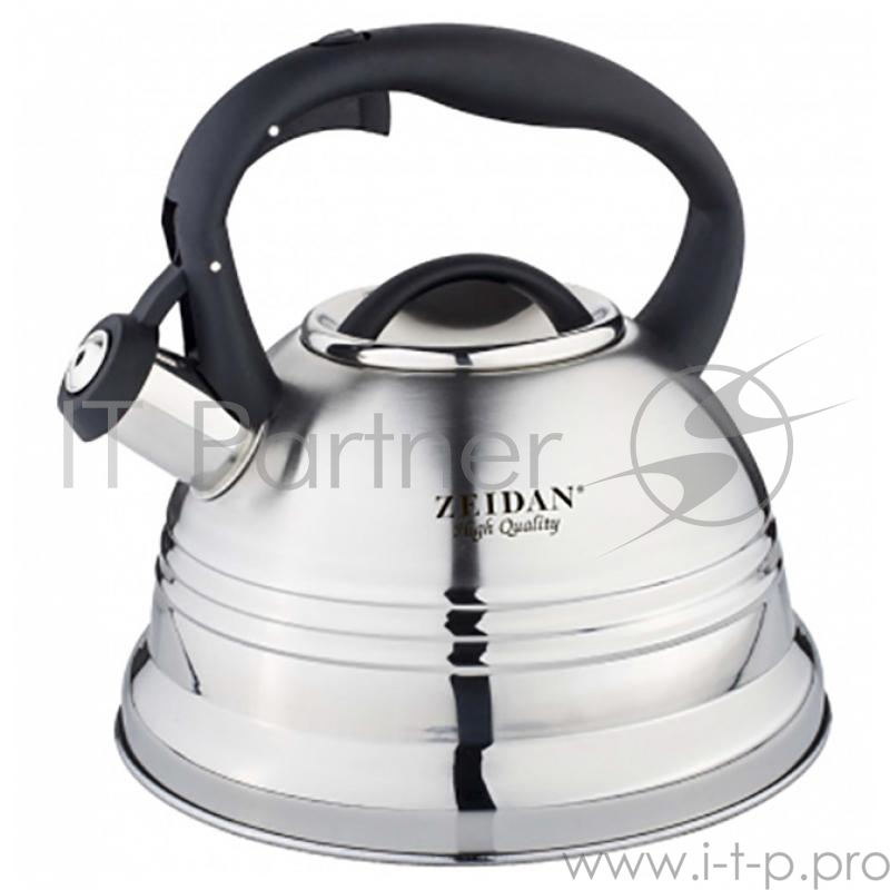 Чайник со свистком ZEIDAN Z-4157, 3,0 л, нержавеющая сталь, КАПСУЛИРОВАННОЕ ИНДУКЦИОННОЕ ДНО, КУРКОВЫЙ МЕХАНИЗМ, комбинированная полировка корпуса, фиксированная бакелитовая ручка. Подарочная упаковка с пластиковой ручкой.