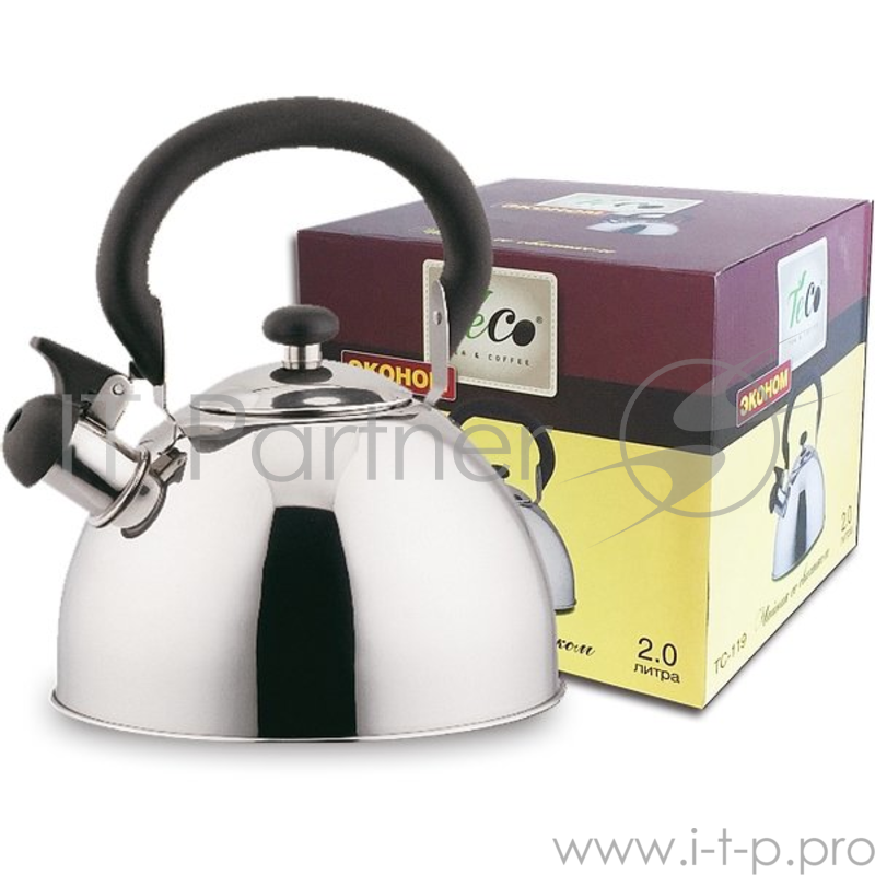 Чайник TECO 2,0 л. со свистком, TC-119 из нержавеющей стали, капсулированное дно