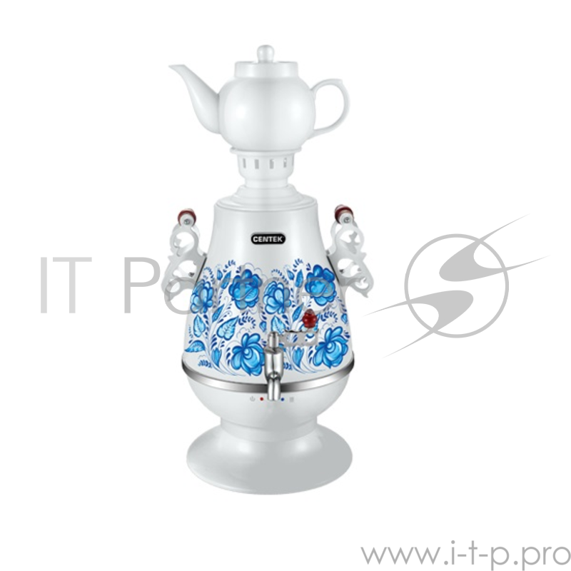 Электросамовар CENTEK СТ-0091A Самовар Centek СТ-0091 A (белый+рисунок), 4.0л, 2300Вт, поддерж.t + LED индикатор, керам заварник