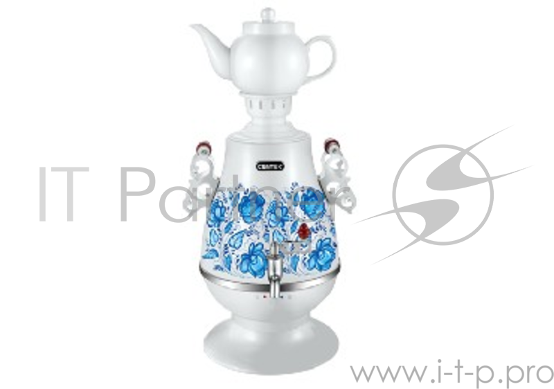Электросамовар CENTEK СТ-0091A Самовар Centek СТ-0091 A (белый+рисунок), 4.0л, 2300Вт, поддерж.t + LED индикатор, керам заварник