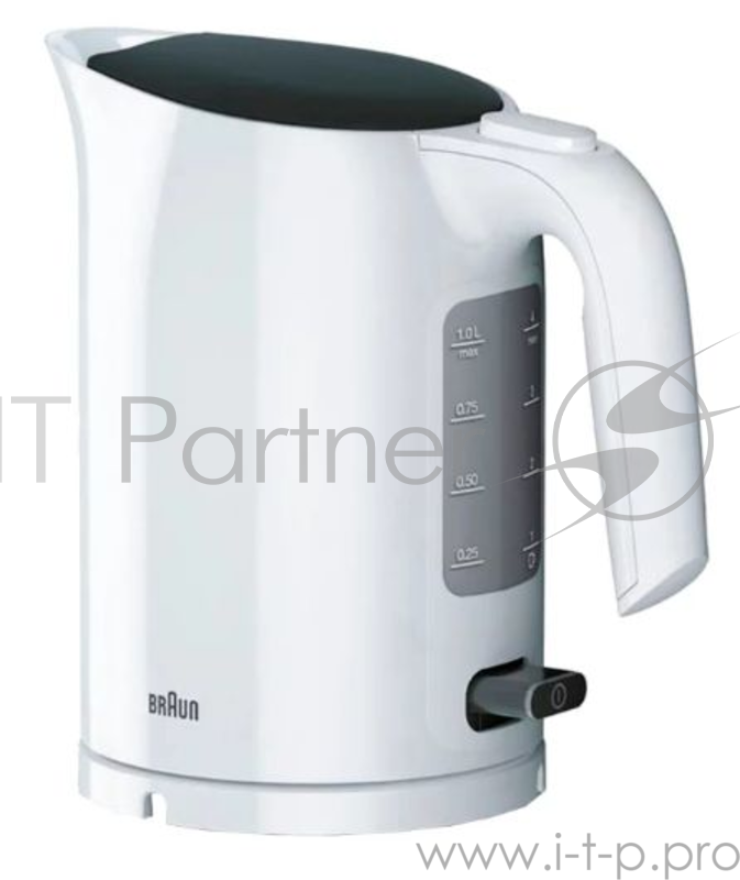 Чайник BRAUN WK3000 WH объем 1 л мощность 2200 Вт закрытая спираль установка на подставку в любом положении пластиковый корпус