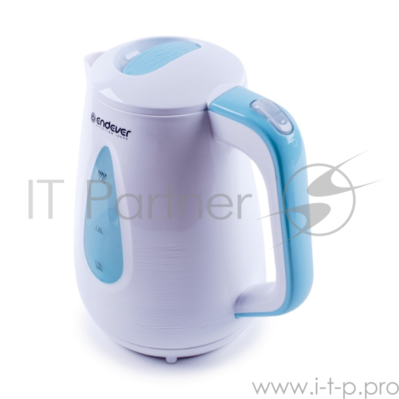 Чайник электрический Endever Skyline KR-363, белый-синий, мощность 2100 Вт, емкость 1,7 л, пластиковый корпус, скрытый нагрев.элемент .