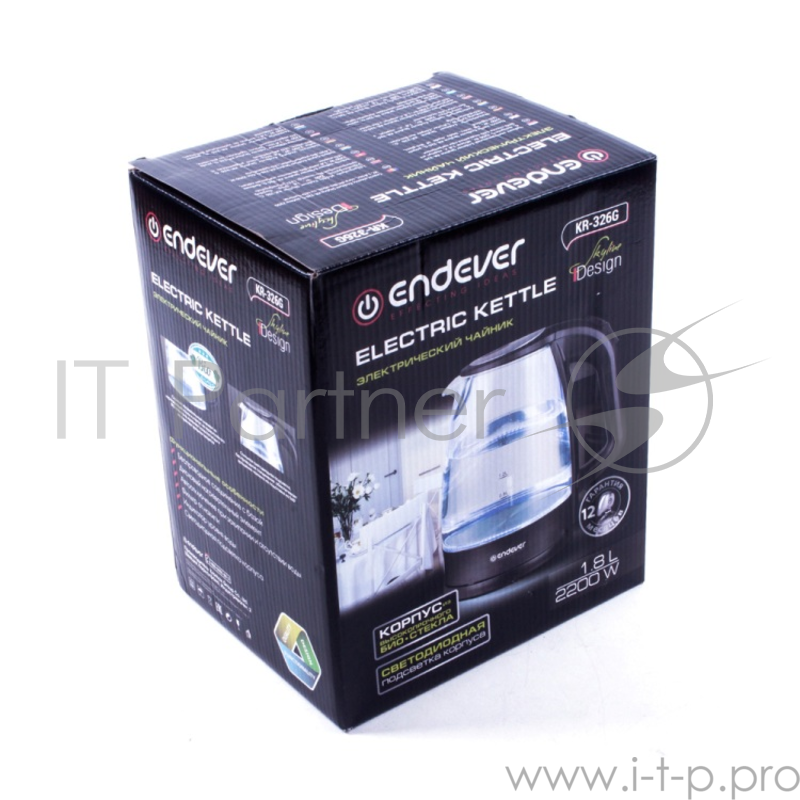 Чайник электрический Endever Skyline KR-326G 2200 Вт чёрный 1.8 л стекло