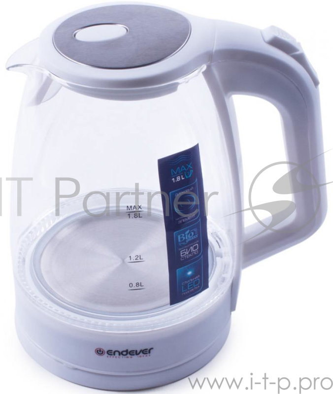 Чайник электрический Endever KR-325G 2200 Вт белый 1.8 л пластик/стекло
