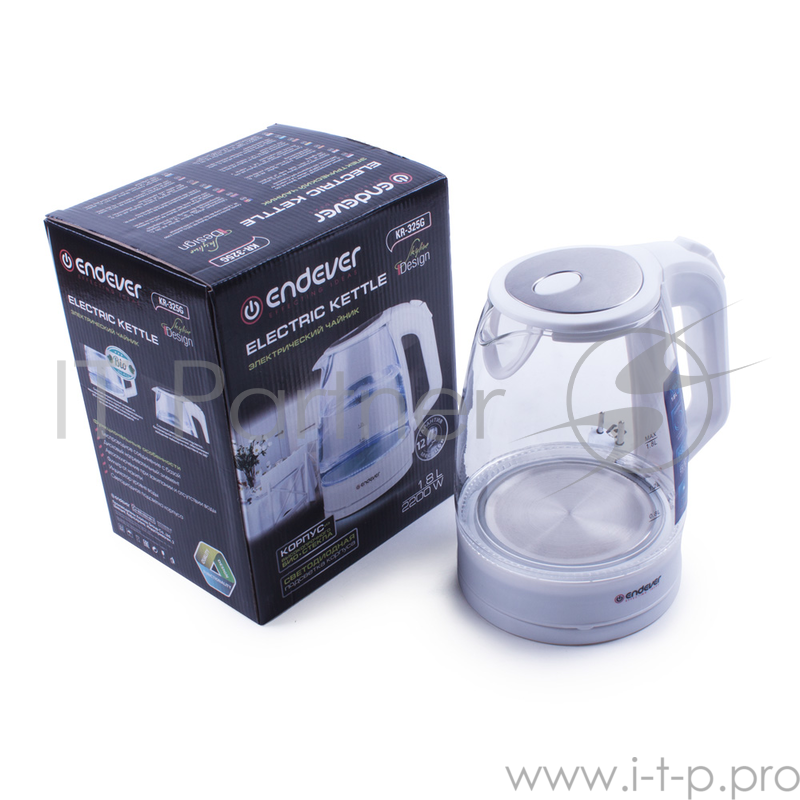 Чайник электрический Endever KR-325G 2200 Вт белый 1.8 л пластик/стекло