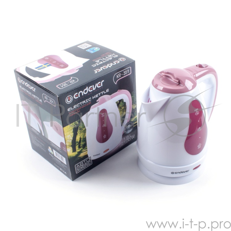 Чайник ENDEVER 351-KR 2100 Вт белый бордовый 1.8 л пластик