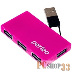 Контроллер Perfeo USB-HUB 4 Port, (PF-VI-H023 Pink) розовый