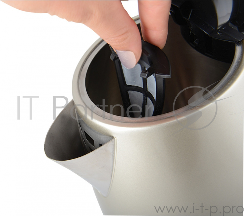 Чайник Polaris PWK 1727CAD объем 1.7 л мощность 2200 Вт закрытая спираль установка на подставку в любом положении корпус из стали и пластика выбор температуры нагрева воды дисплей индикация включения