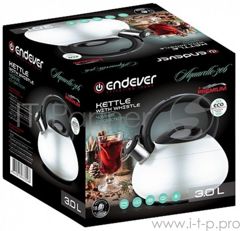 Чайник со свистком Endever Aquarelle-306 белый