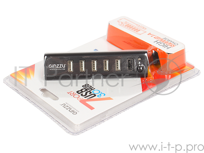 Контроллер HUB GR-315UB Ginzzu USB 3.0/2.0, 7 port(1xUSB3.0+6xUSB2.0)