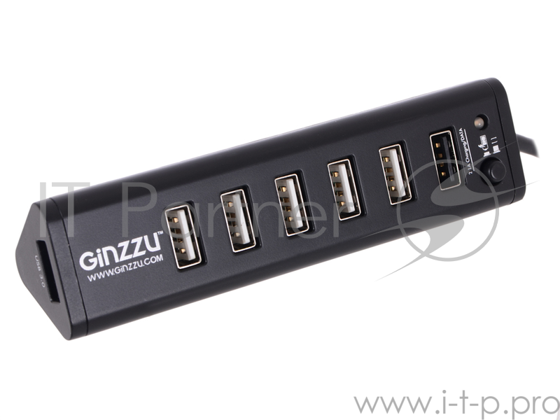 Контроллер HUB GR-315UAB Ginzzu USB 3.0/2.0, 7 port(1xUSB3.0+6xUSB2.0)+adp