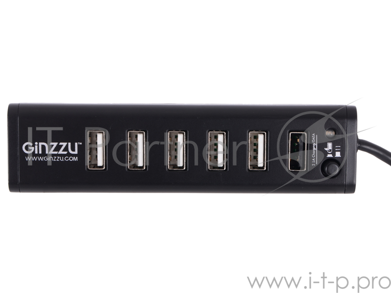 Контроллер HUB GR-315UAB Ginzzu USB 3.0/2.0, 7 port(1xUSB3.0+6xUSB2.0)+adp