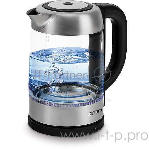 Чайник электрический Polaris PWK-1776-СGL, стеклянный+нерж, 2200Вт, 1,7л, диск, подсветка