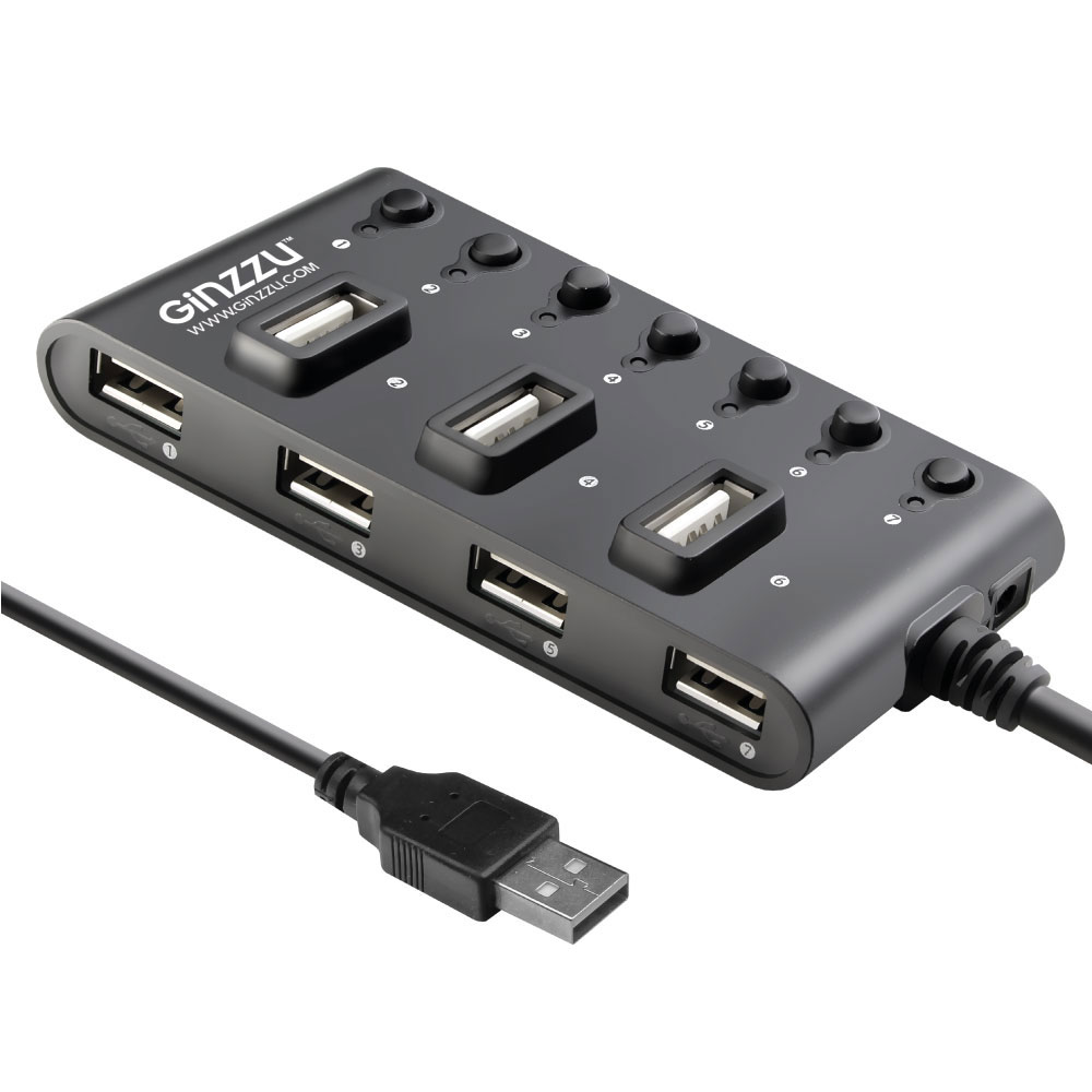 Контроллер HUB GR-487UB Ginzzu USB 2.0 7 port