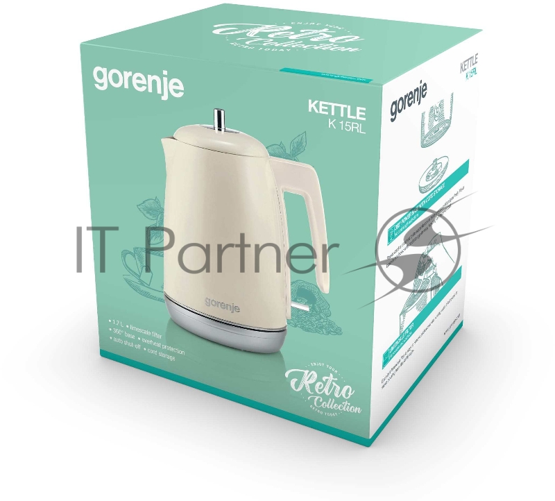 Чайник электрический Gorenje K15RL 1.7л. 2200Вт бежевый (корпус: металл/пластик)