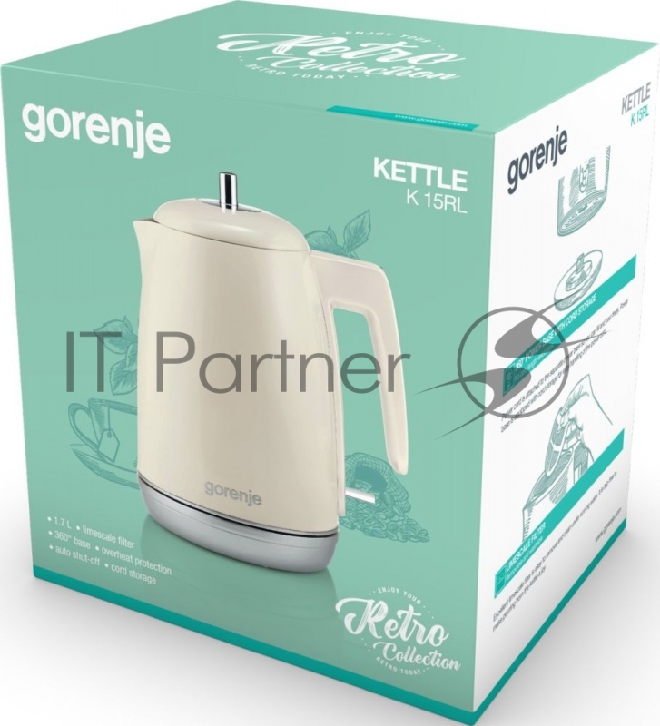 Чайник электрический Gorenje K15RL 1.7л. 2200Вт бежевый (корпус: металл/пластик)