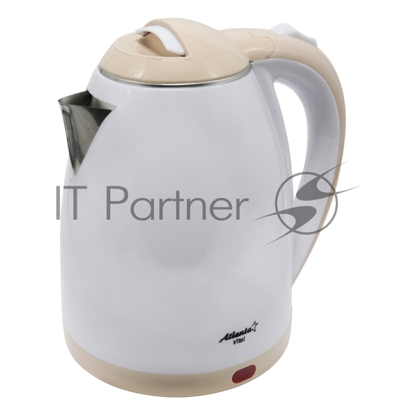 Чайник ATLANTA, ATH-2437 бел, нержавейка Металл, 1,8л, 1800Вт, белый, защита от включения без воды.