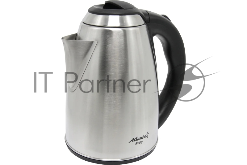 Чайник ATLANTA, ATH-2434 черн, нержавейка Металл, 1,8л, 1500Вт, коричн/стальной, автомат откл, защита от перегрева без воды