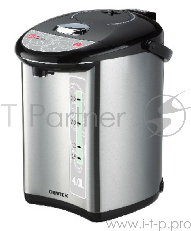 Термопот Centek CT-1082 (сталь) 4.0л, 750Вт, 3 способа подачи воды, двойная защита от перегрева