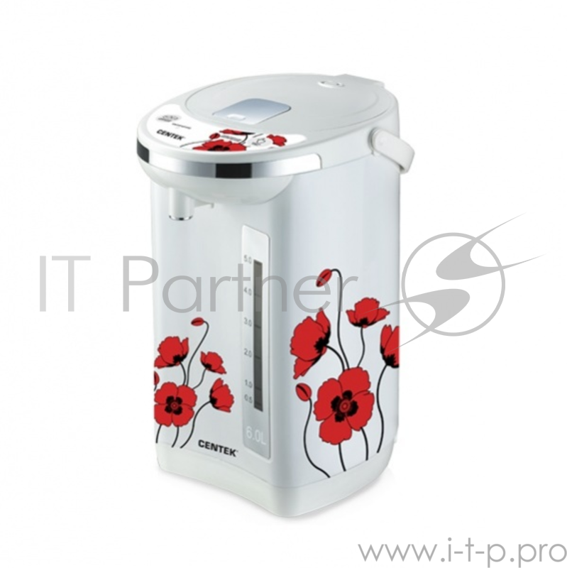 Термопот Centek CT-1081 6.0л, 750Вт, рисунок на корпусе, 2 способа подачи воды, двойная защита