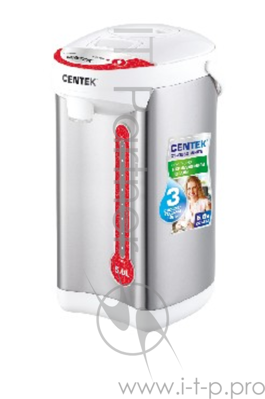 Термопот Centek CT-0082 White (бел), 5л, 750Вт, 3 способа подачи воды, корпус из нержавеющей стали