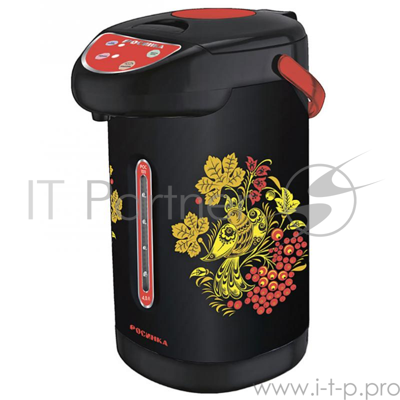 Термопот Росинка РОС-1011 Чайник с функцией термоса, 900 Вт, объем 4.0 л, корпус из высококачественной нержавеющей стали с декором