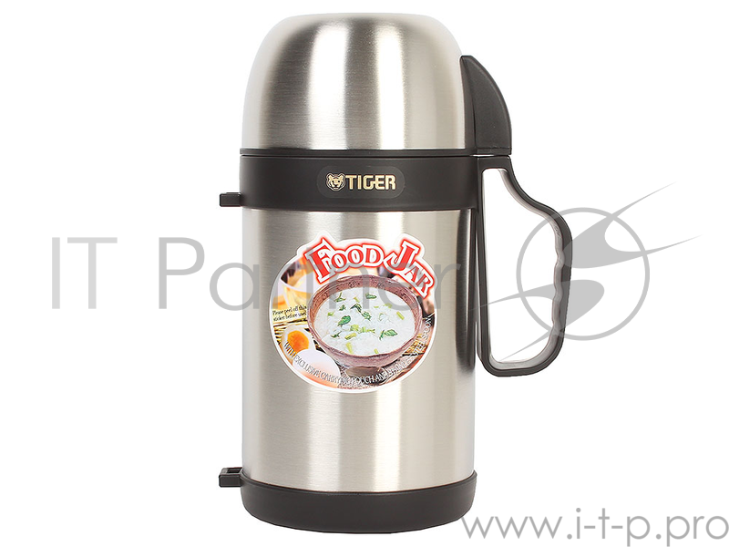 Термос с широким горлом Tiger MCW-P091 Stainless, 0.9 л (нержавеющая сталь, цвет стальной, горловина 6 см, крышка-кружка, емкость для соусов, ложка, с