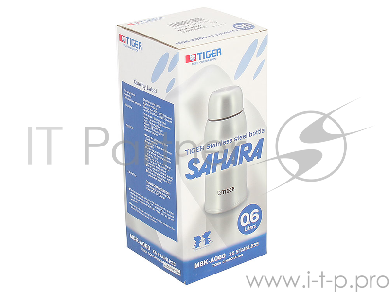 Термос классический Tiger MBK-A060 XS, 0.6л (нержавеющая сталь, цвет серебристый, горловина 4,7см, крышка-кружка)