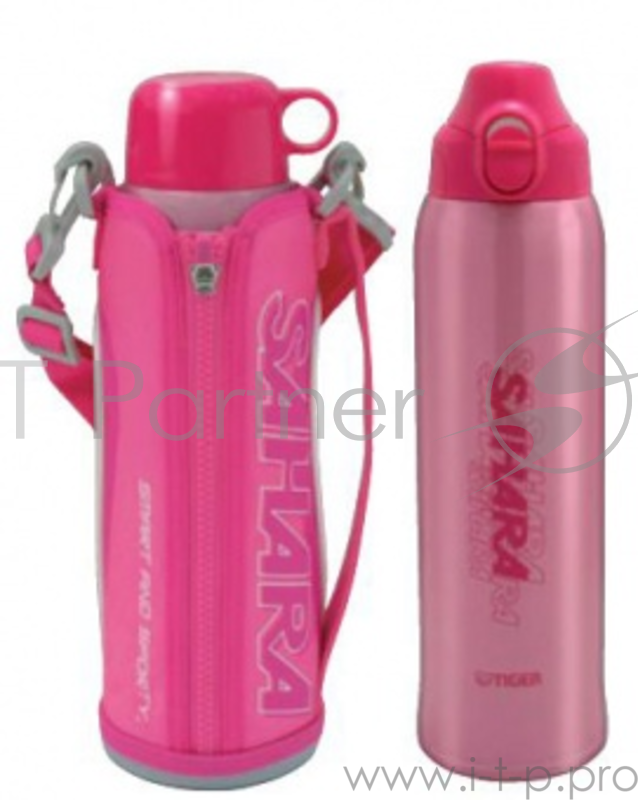 Термос классический Tiger MMN-W100 Pink, 1л (нержавеющая сталь, цвет розовый, чехол с регулируемым ремнем для переноски в комплекте)