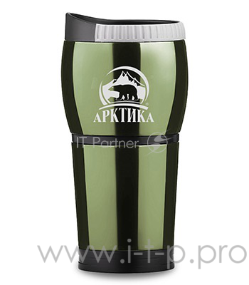 Арктика, 807-400 болотная, Термостакан 0,4л Автокружка без ручки, 0,4 л, двойная стенка, крышка-поилка, холод/тепло 10ч