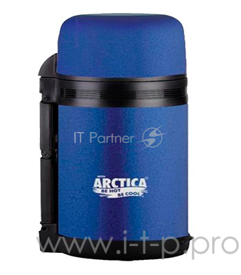 Арктика, 203-800 синий, Термос, универс 0,8л Универсальная пробка, 0,8л, с ручкой + чашка, с напылением с «эффектом шёлка», холод/тепло 20ч