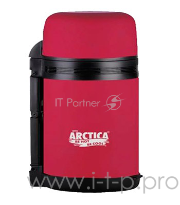 Арктика, 203-800 красный, Термос, универс 0,8л Универсальная пробка, 0,8л, с ручкой + чашка, с напылением с «эффектом шёлка», холод/тепло 20ч