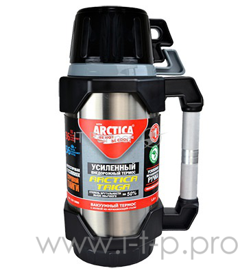 Арктика, 110-1800, Термос, узкое горло 1,8л + чашки Узкое горло, 1,8л, глухая пробка с термоизолятором, две крышки-чашки 400 мл и 450мл, доп. ёмкость в донышке термоса, холод/тепло 36ч