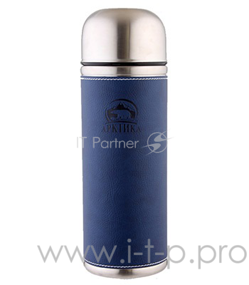 Арктика, 108-700 синий, Термос, узкое горло 0,7л + кнопка Узкое горло, 0,7л, с КНОПКОЙ, в КОЖЕ, холод/тепло 28ч