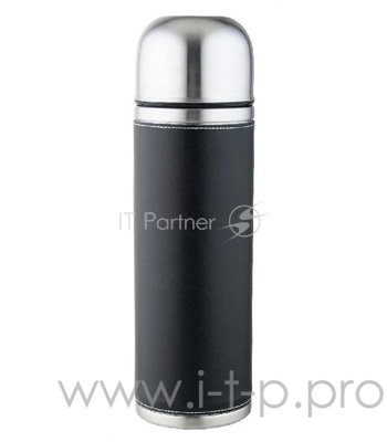 Арктика, 108-1000 черный, Термос, узкое горло 1,0л + кнопка Узкое горло, 1л, с КНОПКОЙ, в КОЖЕ, холод/тепло 30ч. Черный.