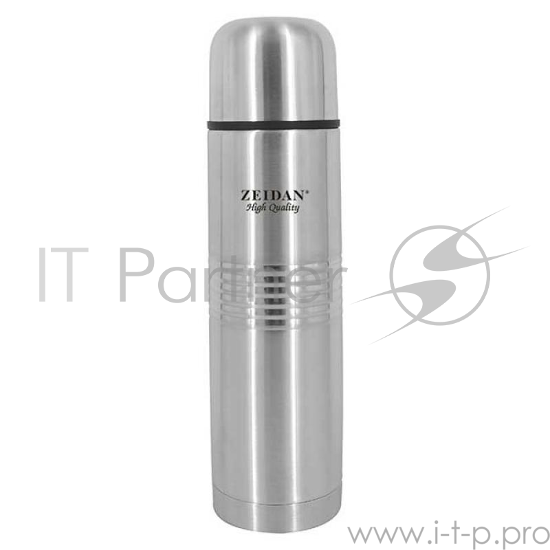 ZEIDAN, Z-9064, Термос, узкое горло 0,75л Термос, 0,75л (корпус и колба из нерж. стали, вакуумная технология, открытие пробки одним нажатием), подарочная упаковка.