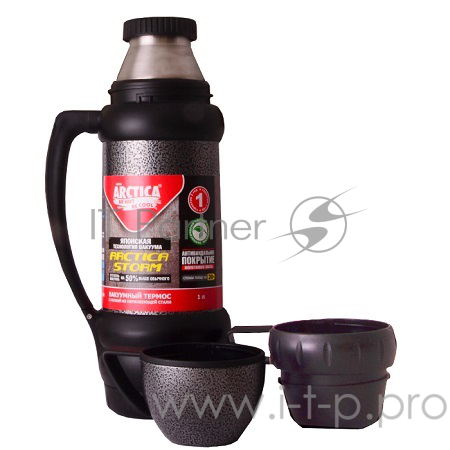 Термос бытовой, вакуумный (для напитков), 1800 мл, Арктика 109-1800М (чёрный) (уп-ка 6шт)