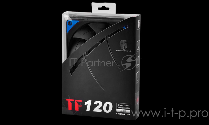 Вентилятор DEEPCOOL TF120 BLUE 120x120x26мм (PWM, 36шт./кор, эластичная рамка, супертихий, синяя LED подсветка, Fluid Dynamic Bearing) Retail BOX
