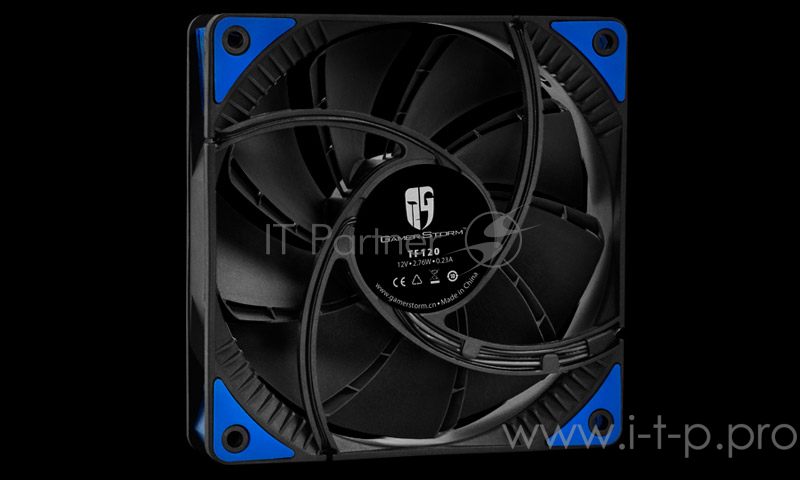 Вентилятор DEEPCOOL TF120 BLUE 120x120x26мм (PWM, 36шт./кор, эластичная рамка, супертихий, синяя LED подсветка, Fluid Dynamic Bearing) Retail BOX