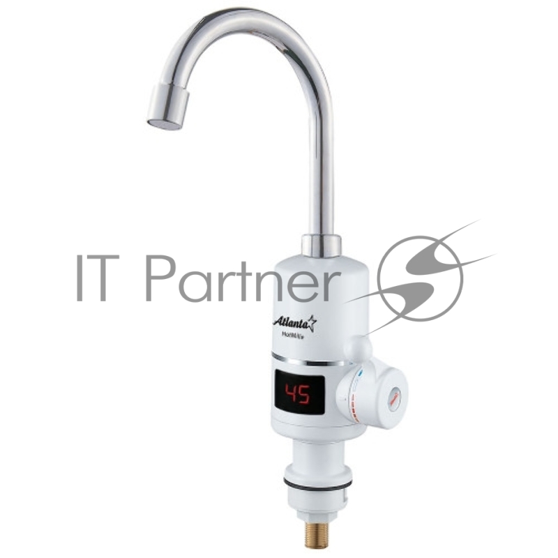 Водонагреватель проточный ATLANTA, ATH-7421 белый, 3000Вт, Автоматическое гидравлическое управление, Защита от сухого включения ТЭНа, Мгновенный нагрев потока в диапазоне 30-85°C, В водопроводных сетях с давлением от 0,05 до 0,5МPa, Керамический кран