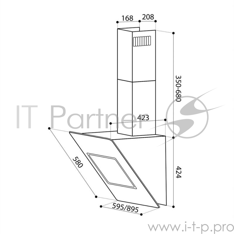 Воздухоочиститель LEX Luna 600 BLACK 680 м3/ч, дисплей, 38 Дб, диаметр 150 мм