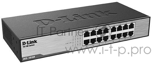 Сетевое оборудование D-Link DES-1016D/H1A Неуправляемый коммутатор с 16 портами 10/100Base-TX, функцией энергосбережения и поддержкой QoS